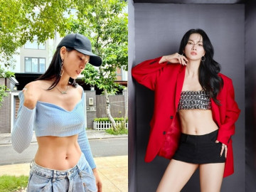 Chân dài Việt chăm mặc áo siêu nhỏ, khoe cơ bụng đẹp mê hoặc ở tuổi 42