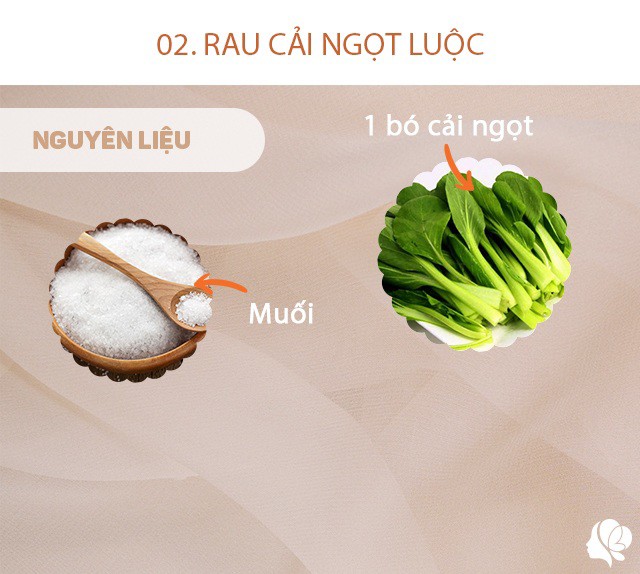 Nguyên liệu: 1 bó cải ngọt, 1 nhúm muối.