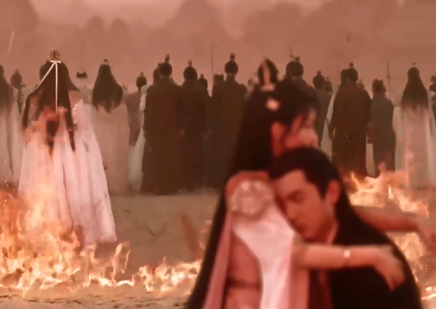 Dù đang rất đau khổ nhưng Thẩm Ly vẫn tiện tay nhặt vật lạ trên lưng áo Hành Chỉ.