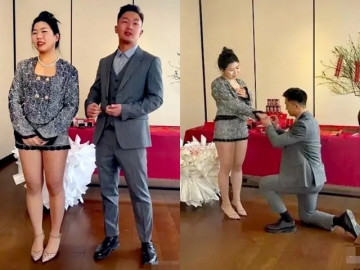 Chiếc váy ngắn gây tranh cãi của cô dâu trong lễ đính hôn, dân mạng bình luận khách đến dự cũng phải đỏ mặt
