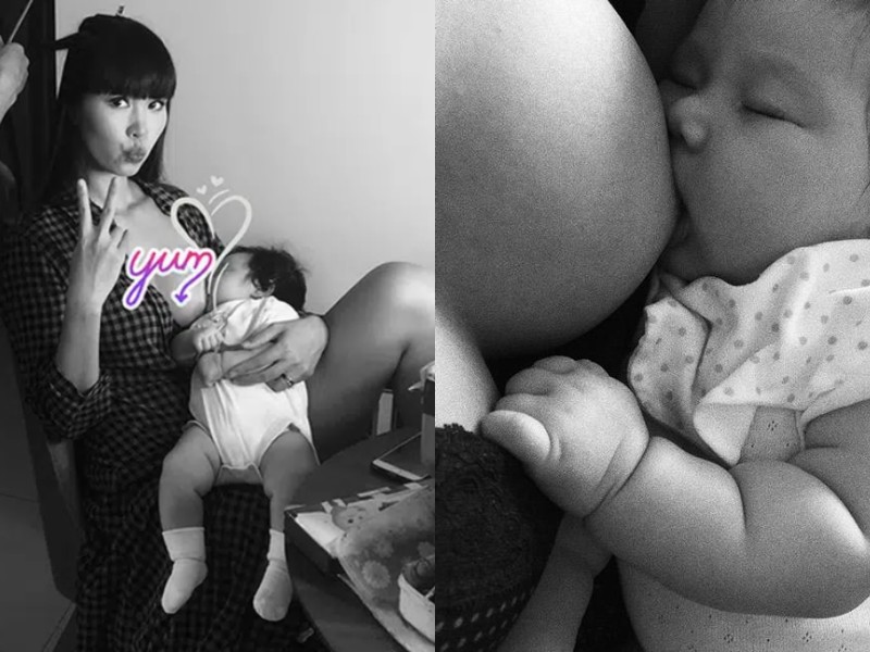 Siêu mẫu Hà Anh từng khoe hình ảnh cho con gái đầu lòng ti sữa vào năm 2018. Không sợ chuyện cho con bú sẽ làm xấu vòng 1, cô cho em bé ti sữa hoàn toàn trong 6 tháng đầu đời. 
 
