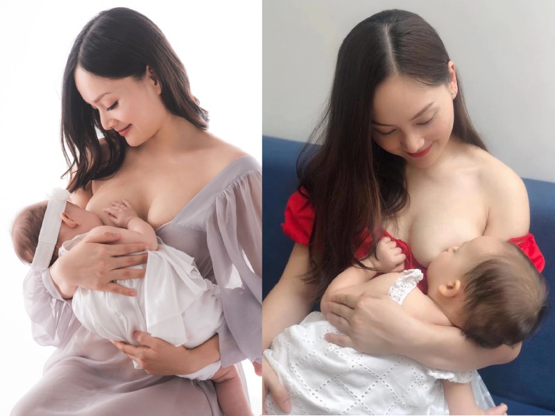 Lan Phương khiến dân tình mê mẩn với hình ảnh lộ trọn bộ ngực căng tròn khi cho bé Lina ti sữa. Được biết, nhóc tì bú mẹ đến 23 tháng tuổi mới cai sữa.
