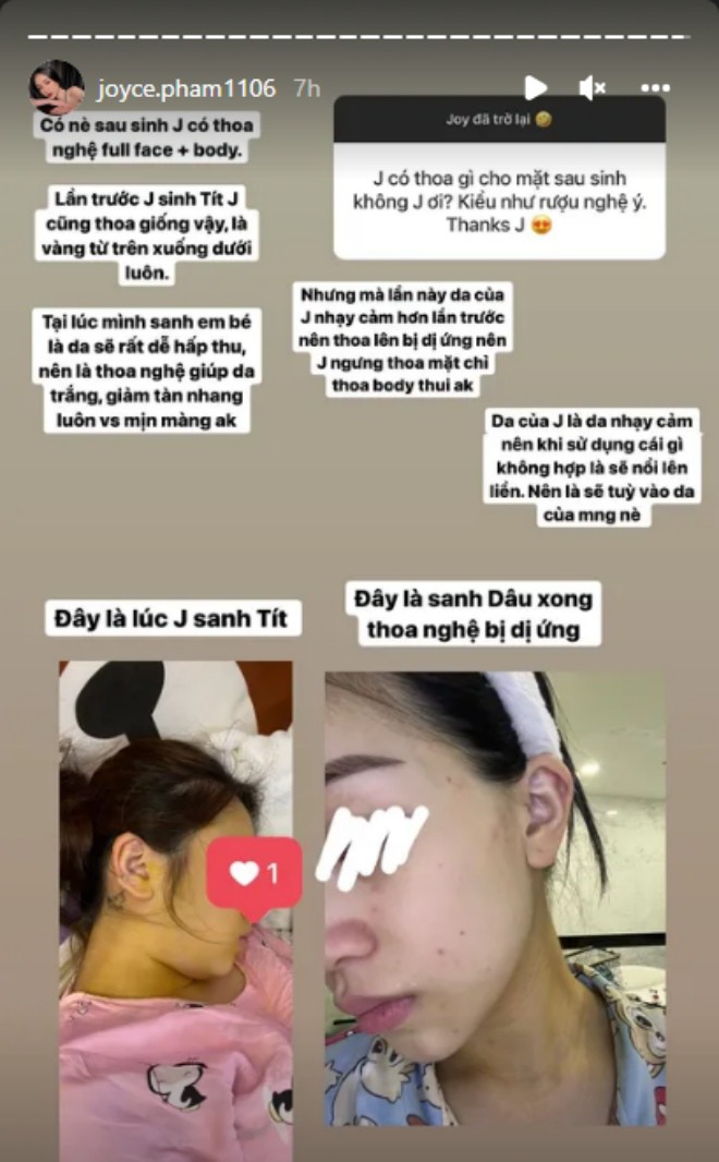  Joyce Phạm cẩn thận kiêng khem thời gian ở cữ.