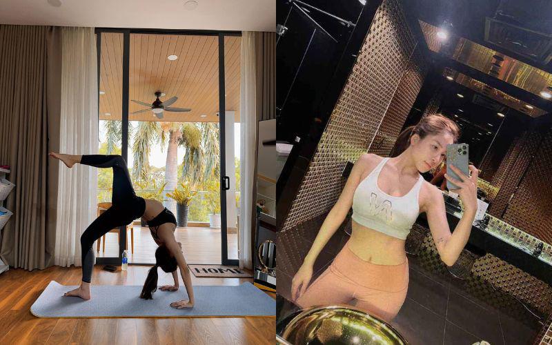 Thời gian qua, người đẹp sinh năm 1996 kết thân cùng bộ môn yoga. Để tăng hiệu quả tập luyện, cô nàng tìm người để "bẻ dáng", "độ" body nảy nở. 
