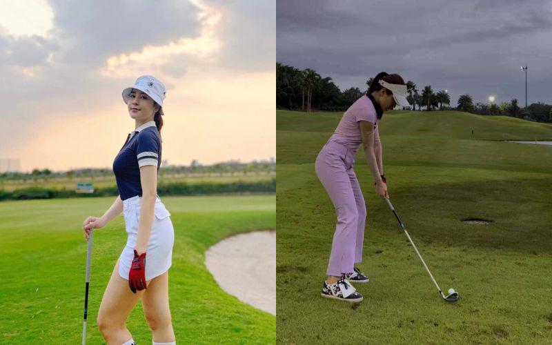 Trâm Anh cũng là một người đam mê với golf. Đây là bộ môn tập luyện "nhà giàu", không chỉ đầu tư thời gian mà còn cả kinh tế. 
