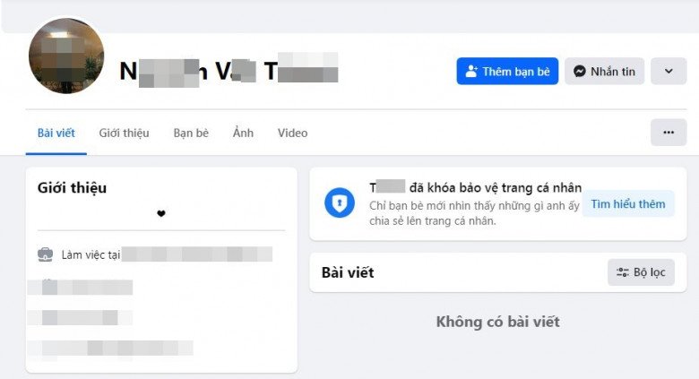 N.V.T đã khóa trang Facebook cá nhân của mình. 