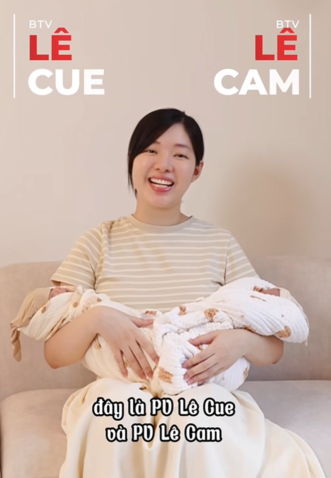 Diện mạo xinh xắn của bà đẻ và tên của 2 em bé thành tâm điểm.