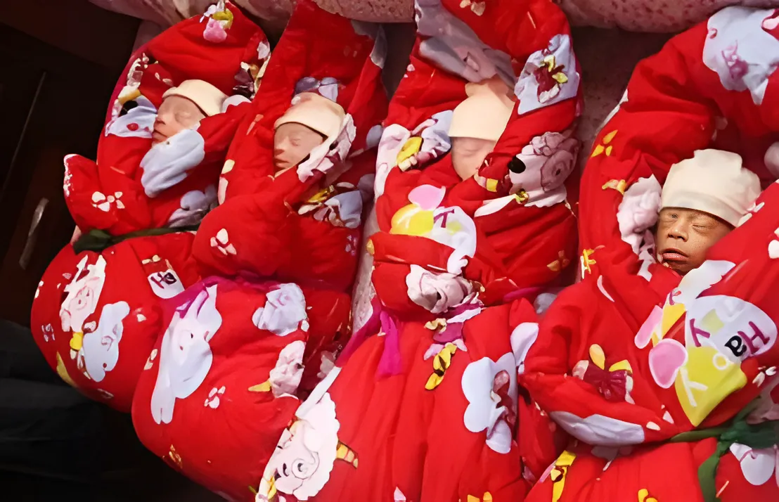 Chị Xinh và gia đình hạnh phúc khi đón 4 đứa con chào đời cùng một lúc. (Ảnh minh họa)