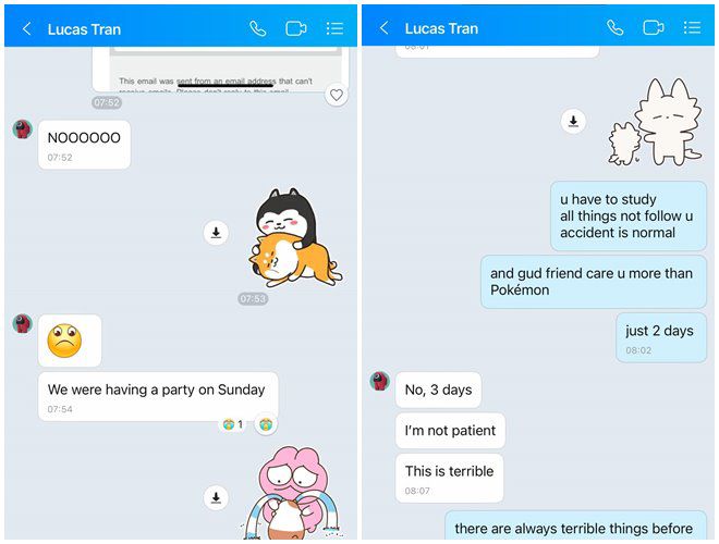 Gia Phúc làm nũng với mẹ dù hai mẹ con ở rất xa nhau.