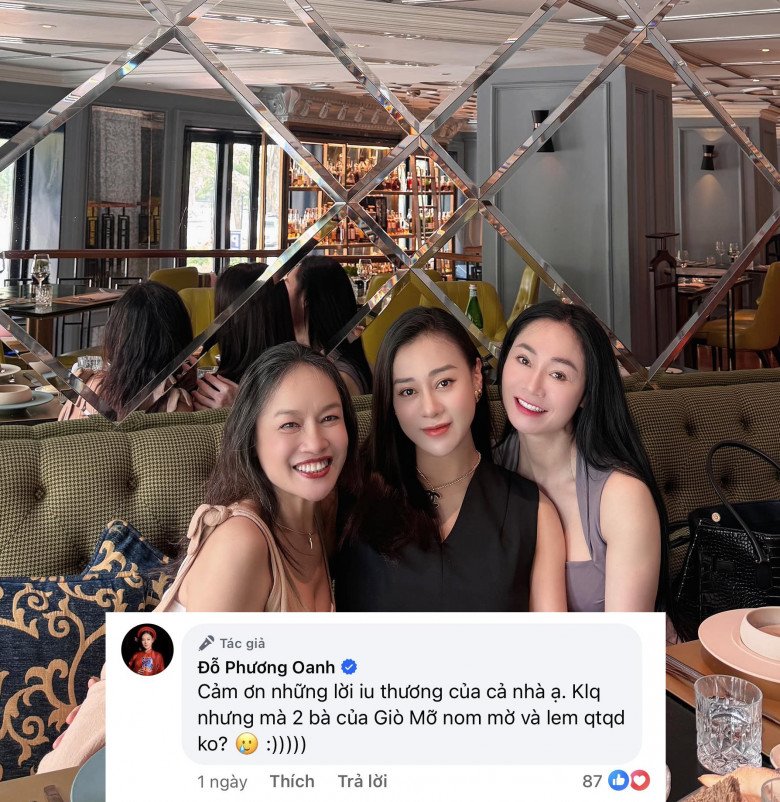 Không nhận lời khen một mình, Phương Oanh cũng khen “hai mẹ” hết lời.