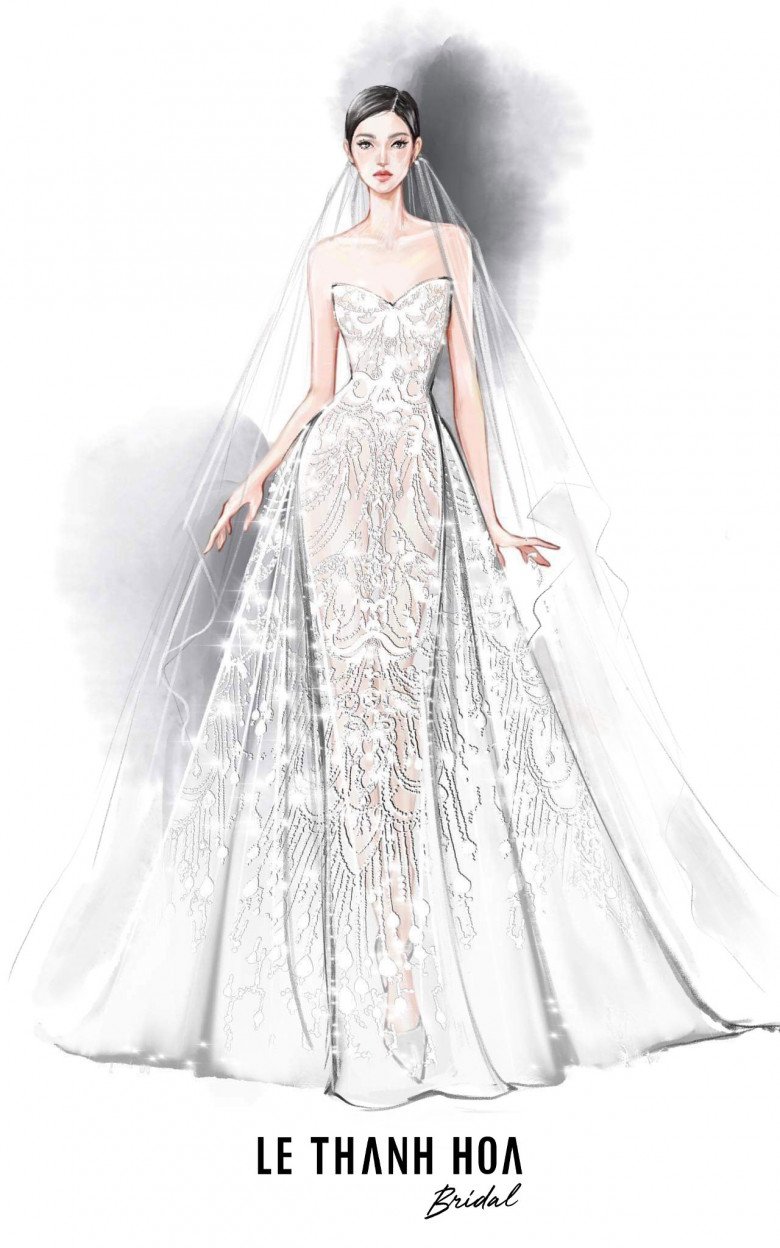 Nam nhà thiết kế tận tay vẽ lại mẫu váy cưới để phù hợp nhất với vóc dáng, vẻ đẹp của Midu.