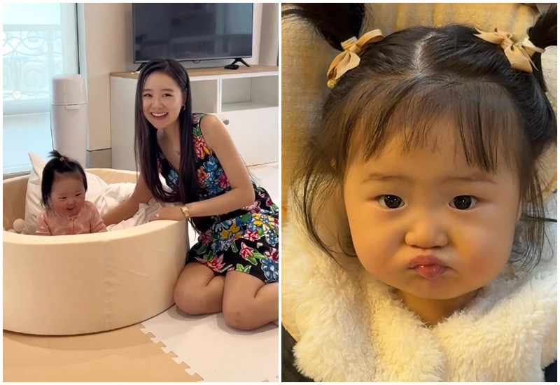 Lần đầu tiên con gái cắt tóc, Na Yoon đã tự mình đưa con gái đến tiệm, bế con để cắt. Bởi vậy mà cô nhóc không hề khóc chút nào.
