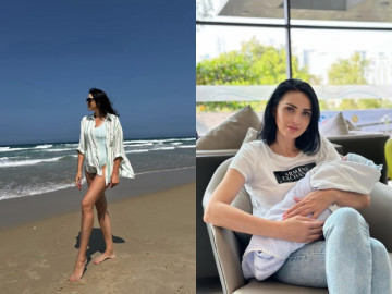 Mẹ vợ Ukraine của Bùi Tiến Dũng diện áo tắm chơi biển với cháu trai, body nóng bỏng dù đã là bà ngoại