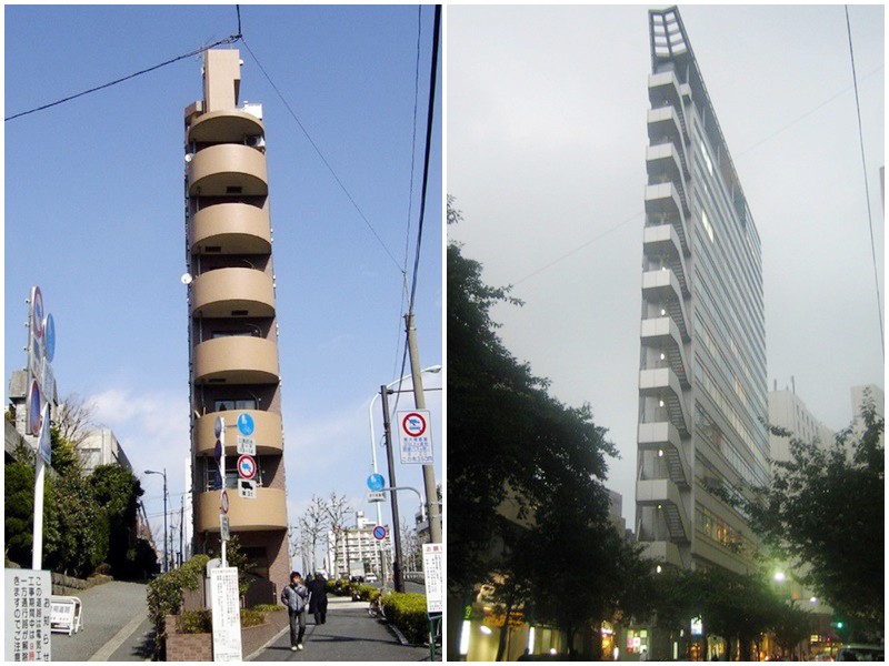 Tòa nhà ở quận Ushigome của thành phố Kisaraz và tòa Sliver 12 tầng khá quen thuộc tại Tokyo Nhật Bản cũng được liệt vào danh sách những tòa nhà "siêu mỏng" trên thế giới. 
