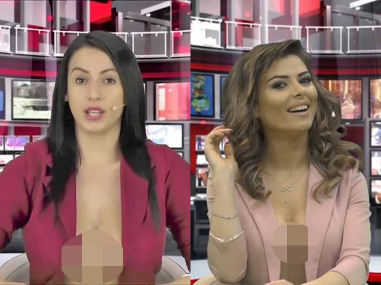 Các nữ BTV của đài Zjarr TV đều đồng loạt có gu ăn mặc táo bạo ngay trên sóng truyền hình.