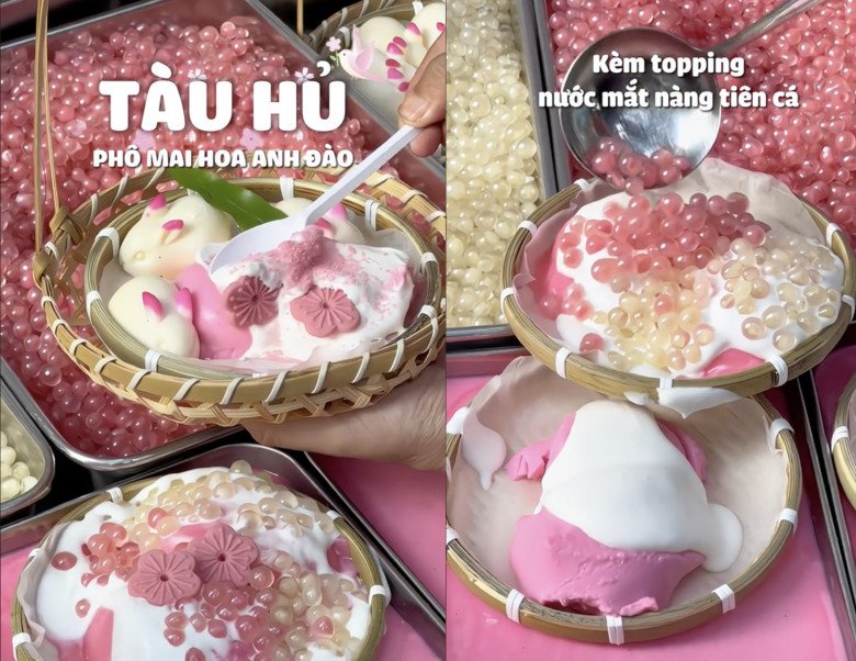 Tàu hũ hoa anh đào hot lên khi Trung Quốc vào mùa hoa anh đào và nó cũng trở thành trend ở Việt Nam. (Ảnh: Đi Chơi Cùng Huy)