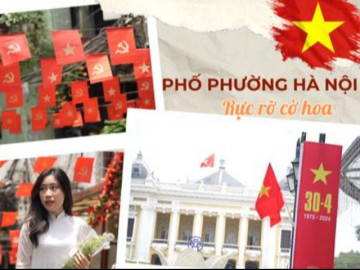 Phố phường Hà Nội rực rỡ cờ hoa dịp lễ 30/4