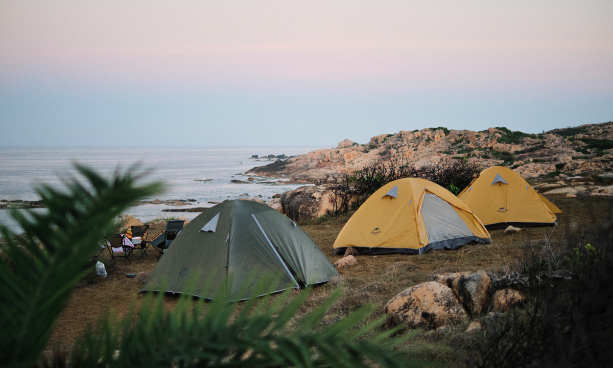 Cả nhóm cắm trại ngủ trên cù lao để ngắm bầu trời đêm và đón bình minh trên biển.