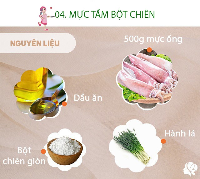 Nguyên liệu: - 500 gr mực làm sẵn - 1 nhánh hành lá - 1 muỗng canh muối, ớt - 100 gr bột chiên giòn để riêng trong bao nilông - 180 gr bột chiên giòn - 180-190 ml nước đá lạnh