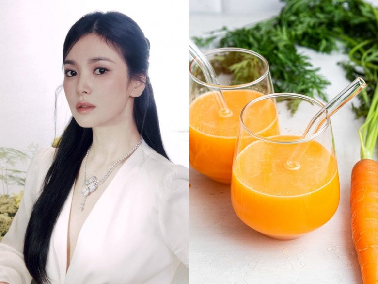 Song Hye Kyo khuyên chị em nên tự làm nước ép tại nhà để đảm bảo khoáng chất, vitamin được giữ nguyên để da có thể hấp thụ tối đa dinh dưỡng.