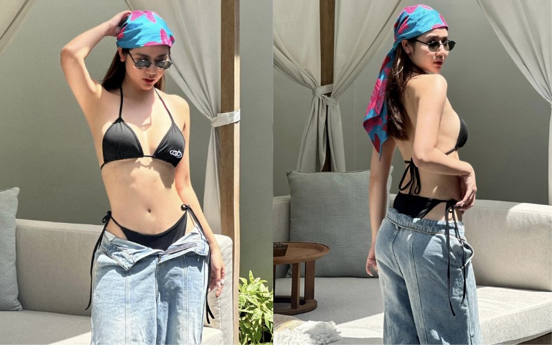 Mới đây, bà mẹ một con tiếp tục “đốt mắt” người xem với loạt ảnh diện bikini chào hè khoe vóc dáng gợi cảm.
