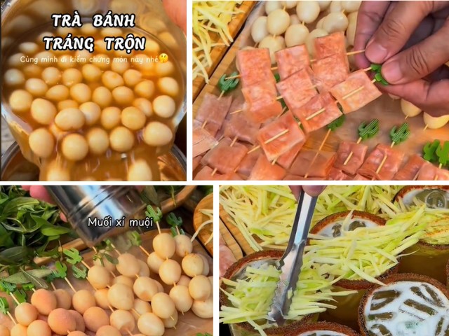 Thực tế, món nước uống này lấy cảm hứng từ những gánh bánh tráng trộn phổ biến trên đường phố Sài Gòn, với các nguyên liệu quen thuộc như bánh tráng dẻo, trứng cút lòng đào, xoài bào, rau răm, và muối ớt làm những topping không thể thiếu.