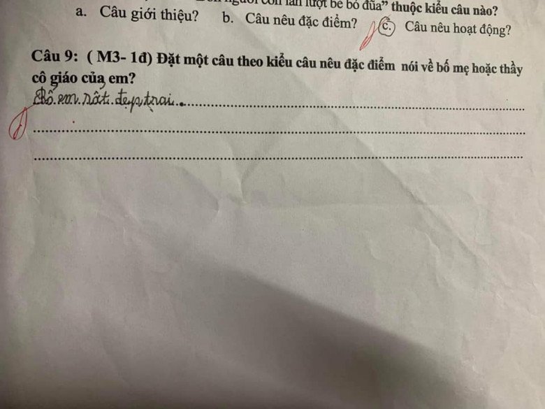 Mẹ thắc mắc tại sao lại không viết Mẹ em rất xinh đẹp mà lại viết về bố.