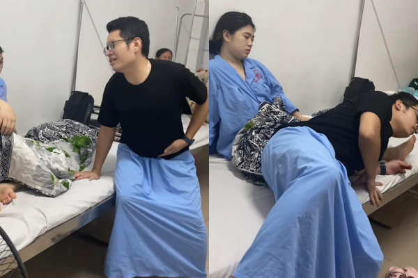 Những bức ảnh với biểu cảm vui vẻ trong phòng sản phụ nhận được sự quan tâm từ cư dân mạng.