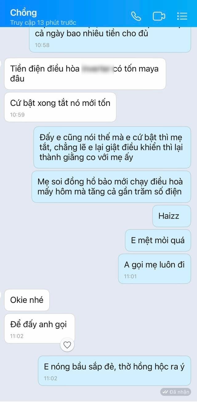 Nội dung tin nhắn của người vợ bầu cho chồng.