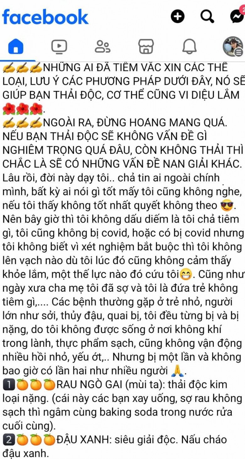 Bác sĩ Khanh cho biết, việc giải độc vắc xin chỉ là cách ăn theo để bán sản phẩm của một số người. Ảnh chụp màn hình. 