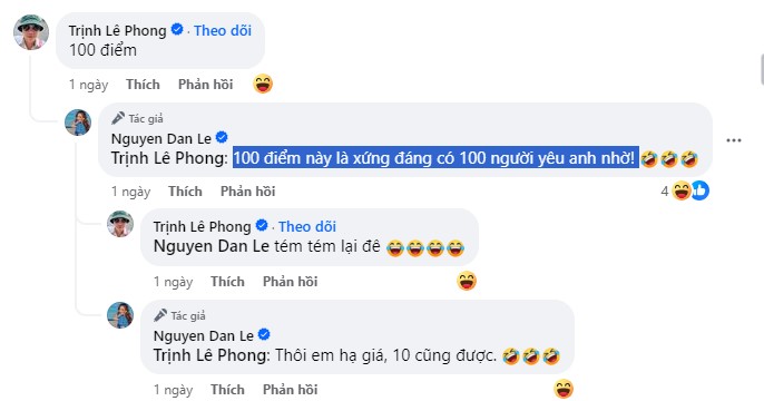 Đạo diễn Trịnh Lê Phong chấm cho nữ MC hẳn 100 điểm khiến cô thích thú, hài hước đòi 100 điểm xứng có 100 người yêu.