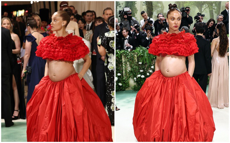 Mới đây, tại sự kiện Met Gala đình đám, Adwoa Aboah đã lần đầu tiên khoe trọn bụng bầu một cách táo bạo trên thảm đỏ. 
