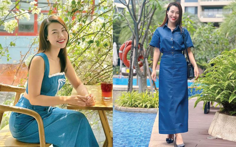 Ngoài đời thường, Hoàng Oanh yêu thích những mẫu váy tinh giản, có tông đơn sắc cùng những đường cắt tinh tế và đẹp mắt ôm lấy đường cong. 
