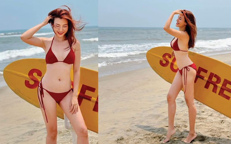 Mới đây, Vũ Ngọc Hoàng Oanh trở thành tâm điểm mọi ánh nhìn khi trưng dụng bộ đồ tắm hai mảnh thả dáng trên bãi biển mùa hè đầy nắng. 
