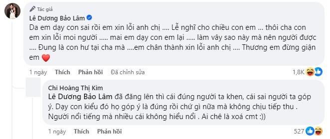 Dương Lâm nhận về nhiều chỉ trích nên liên tục phải xin lỗi.