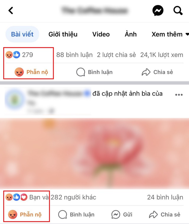 Dân mạng thả biểu tượng phẫn nỗ trên Fanpage của chuỗi cafe nổi tiếng.