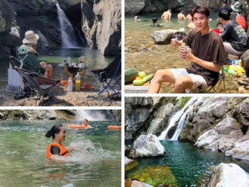 Giải nhiệt mùa hè với suối mát Khe Răm, vừa picnic thư giãn, vừa thưởng thức đặc sản thịt nướng bô xe