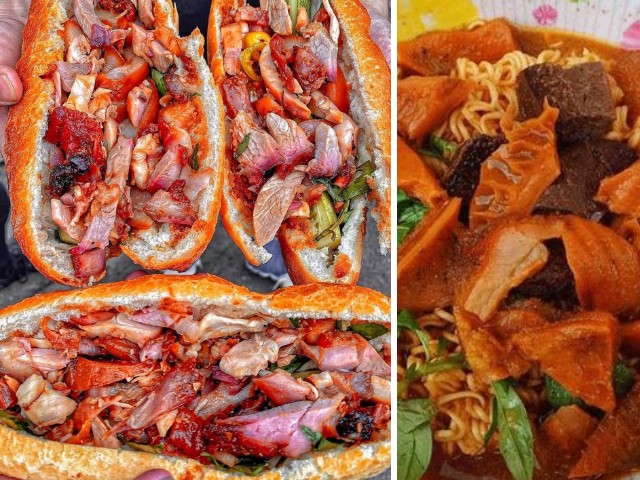 Món ăn này thường được ăn kèm với cơm hoặc cháo. Tuy nhiên, phá lấu Tiều đặc biệt hấp dẫn khi được kẹp giữa ổ bánh mì giòn nóng, đi kèm với nước chấm, dưa cải, kim chi hay củ sen. Vị giòn dai của lòng heo, vị béo ngậy của trứng, quyện cùng vị cay nồng của nước chấm và thanh mát của dưa cải tạo nên một bản hòa tấu hương vị khó cưỡng.