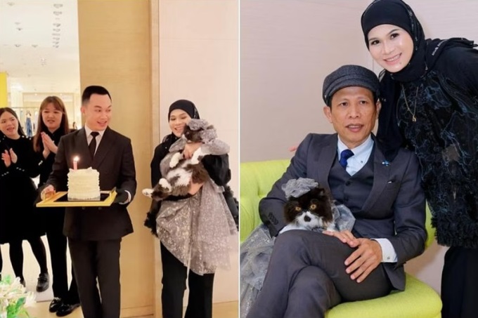 Tiệc sinh nhật của chú mèo tại Louis Vuitton hôm 10/5. Ảnh: ST