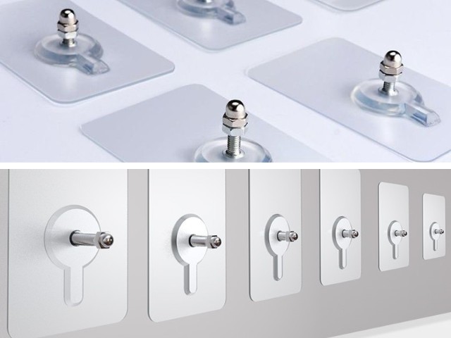 Wall-mounted screws in a bathroom