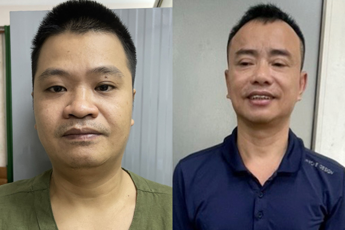 Đỗ Văn Tuấn và Bùi Đức Thắng tại cơ quan điều tra. Ảnh: Nhật Vy