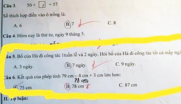 Con làm toán tiểu học 78  75 bị gạch sai, đáp án cô giáo đưa ra khiến nhiều phụ huynh hoang mang - 1