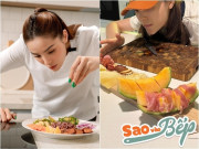 Bếp Eva - Hoa hậu Kỳ Duyên khoe bữa ăn "chill", gây tò mò với món thịt để trên dưa lưới