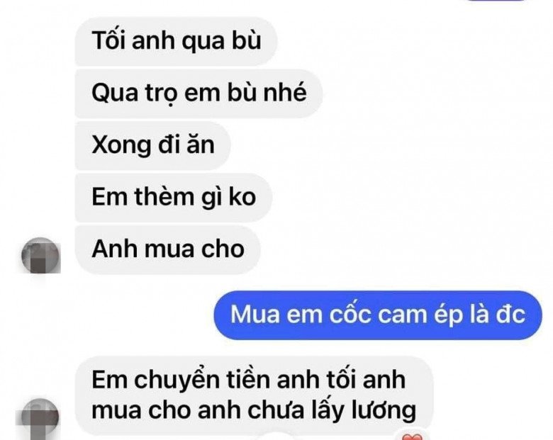 Đ.H hỏi bạn gái ăn gì không để mua, nhưng yêu cầu chuyển tiền. 