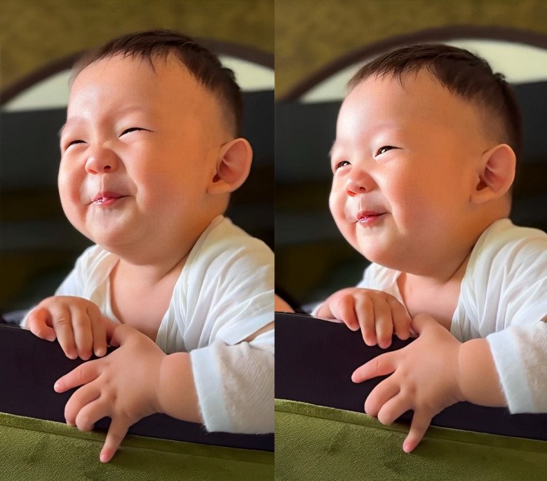 Cậu bé còn có đôi mắt biết cười đốn tim người xem.