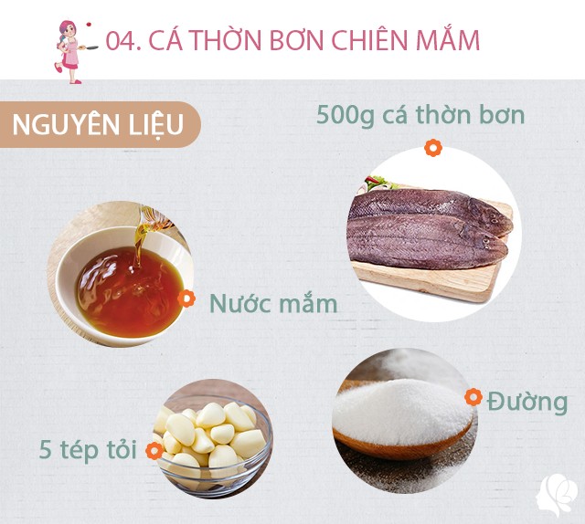 Chuẩn bị: 500g cá thơn bơn mổ và làm sạch, nước mắm, dầu ăn, 5 tép tỏi, đường, một ít ớt sừng băm nhỏ.