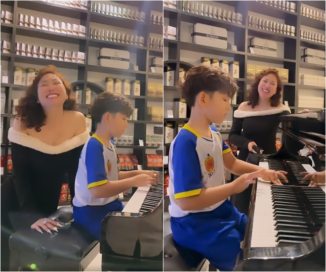 Bà mẹ tự hào cười mãi không ngừng.