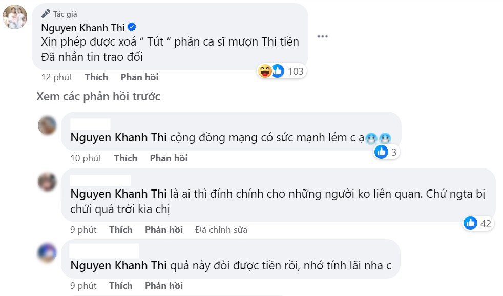 Khánh Thi quay xe xóa status.