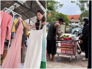 Sao Việt 24h: Nam Em bày sạp quần áo, bạn trai đi bán thịt lợn mưu sinh tại Đà Lạt sau drama