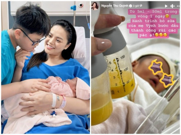 DV Thu Quỳnh khoe làm "bò sữa" thành công khi vắt được sữa mẹ vàng sánh, nhiều gấp 10 lần sau 1 ngày kích